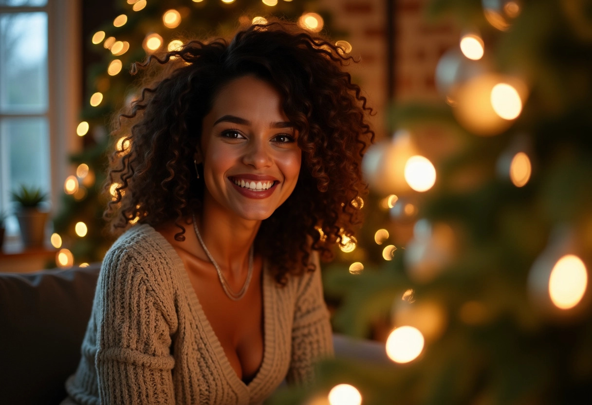 coiffure de noël boucles